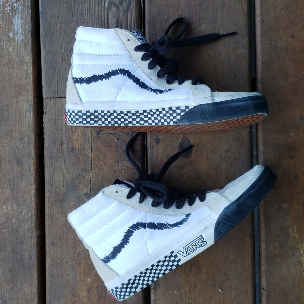 VANS SK8-HI REISSUE DIY Skate Shoes White Black sz 4.5 Mens - Picture 8 of 14